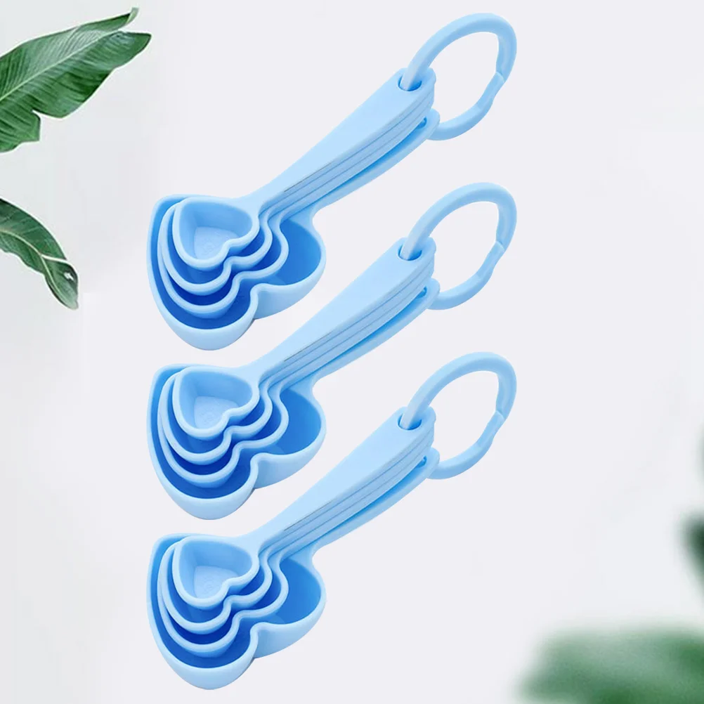 주방 플라스틱 계량 스푼, 하트 모양 티스푼, 디저트 스푼, 스쿠프 커피 건조 측정, 발렌타인 데이 액체 식기