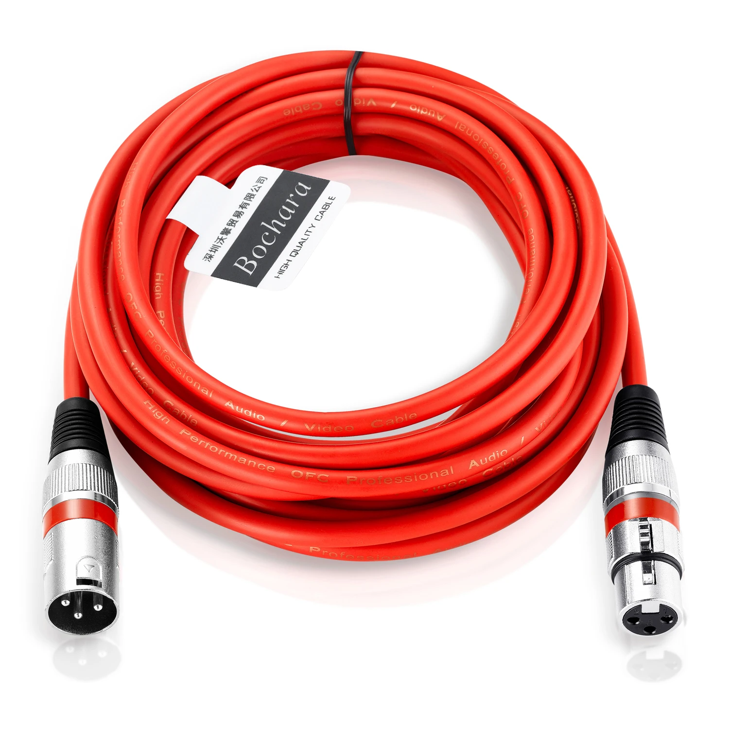 Bochara Premium Coloured XLR Cable - Male to Female - OFC Audio with Foil & Braided Shielding