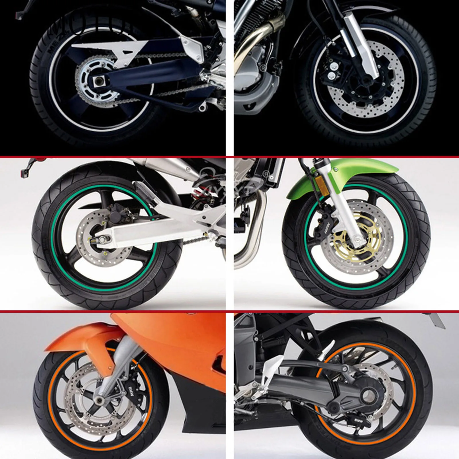 

Motorcycle Universal Sticker Wheel Rim Strips Decorative Stripe Car Fuel Hose Lever Gear Shifter Cover Face Mask For BMW Suzuki