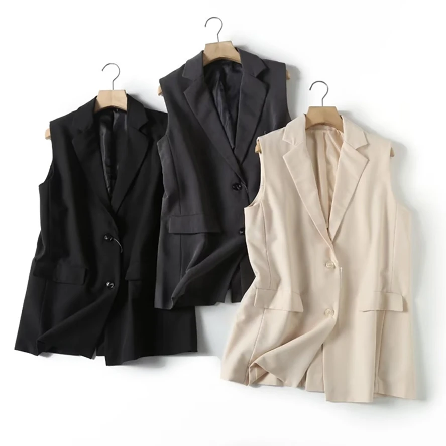 

Elmsk Fashion Ladies Simple Commuter Suit Vest Casual Tops Solid Jacket Women