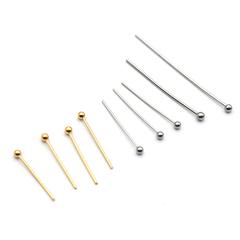 100pcs 20/30/40mm Edelstahl Flach kopfs tifte Kugel auge Kopfnadeln für DIY Ohrringe Perlen Schmuck herstellung liefert Zubehör – Detail 3