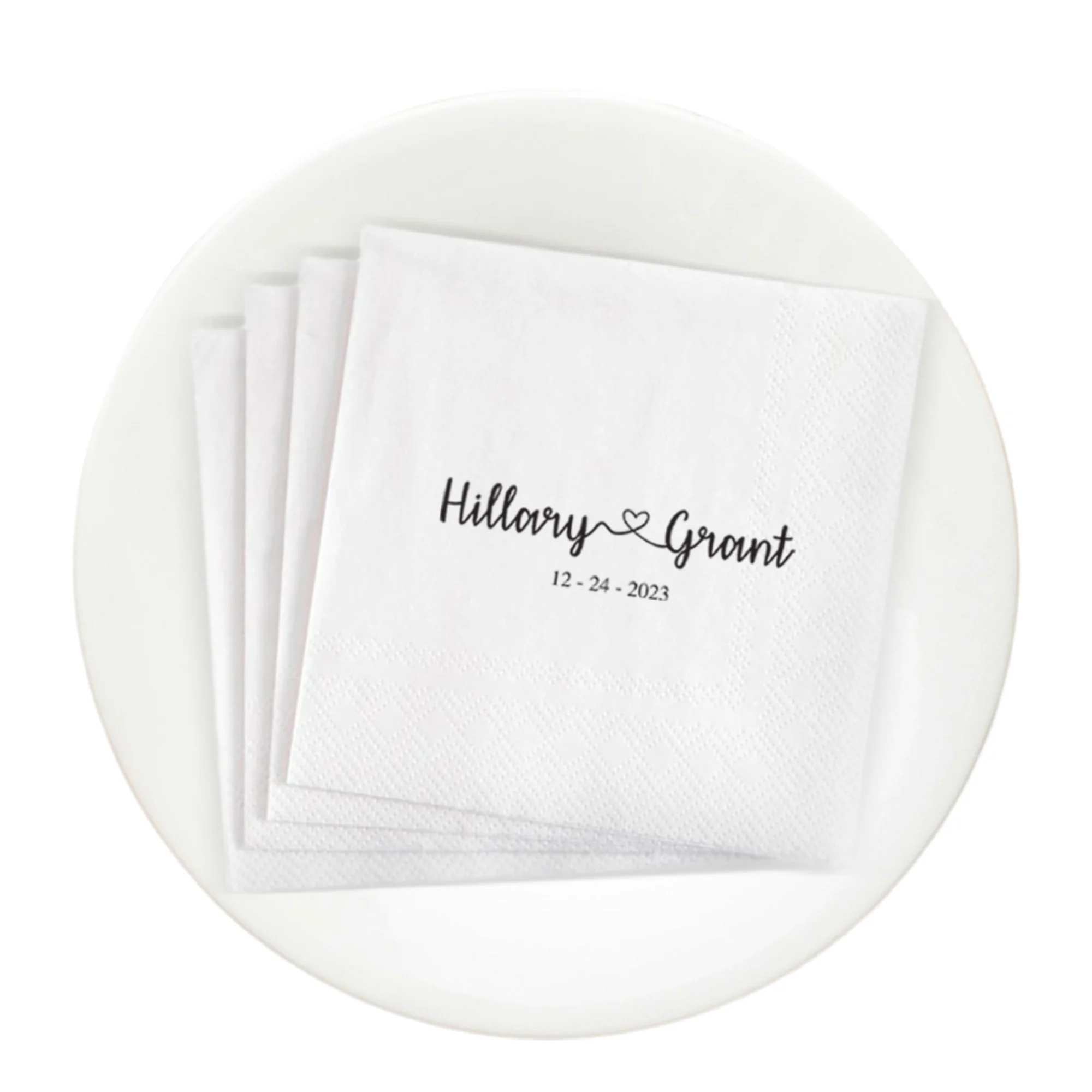 Paper Napkins 50-500PCS Wedding Monogram Printed for Cocktail Party Anniversary Christmas Decor