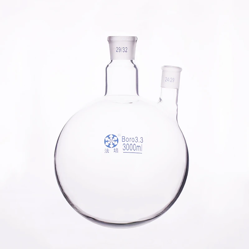 

Two-necked flask straight shape,with two necks standard grinding mouth 500mL 1000mL 2000mL 3000mL 5000mL,Mid 29/32,Side 24/29