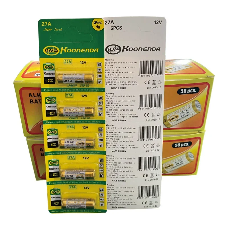 A27 27A 12V Alkaline Battery For Doorbell Alarm Remote Control G27A MN27 MS27 GP27A VR27 L828 V27GA ALK27A A27BP Dry Cells alkaline battery