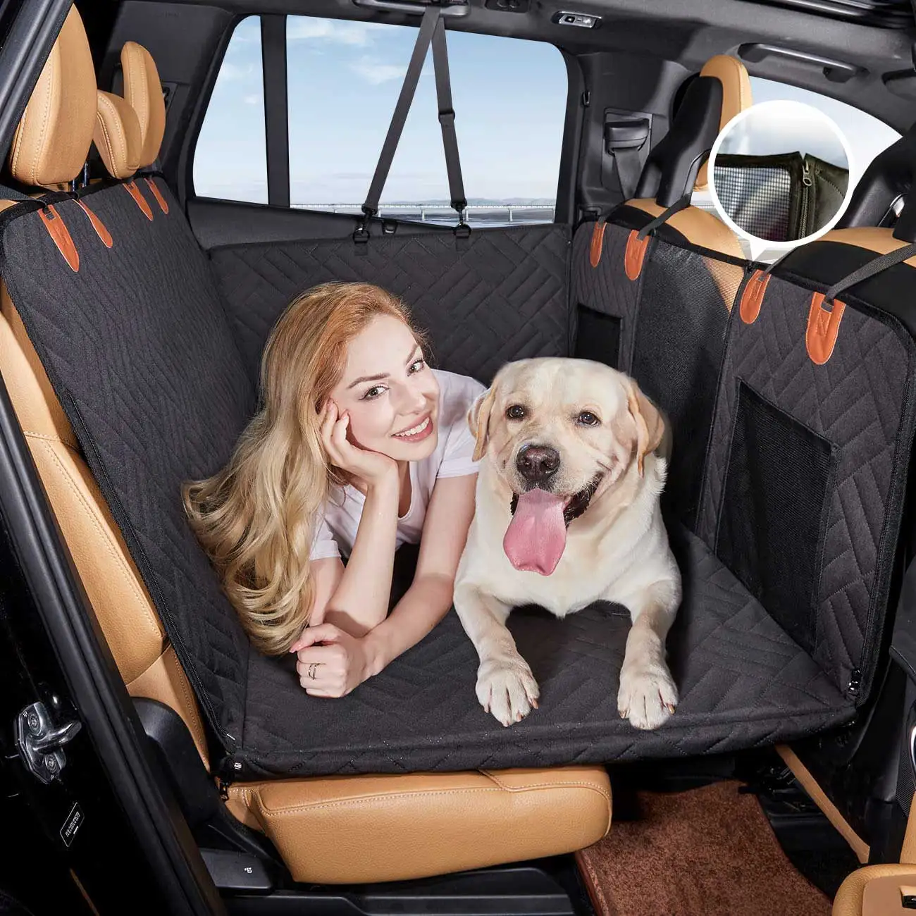 Dog Car Seat Cover With 8-Layer Protection - Waterproof Back Seat Extender Holds 400lbs, Non-Slip Pet Hammock