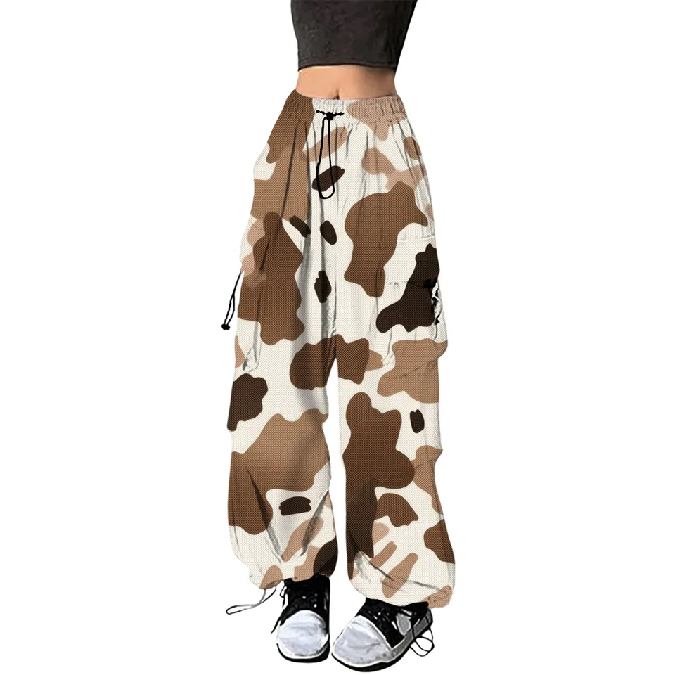 Womens Baggy Cargo Camo Print Joggers Pants