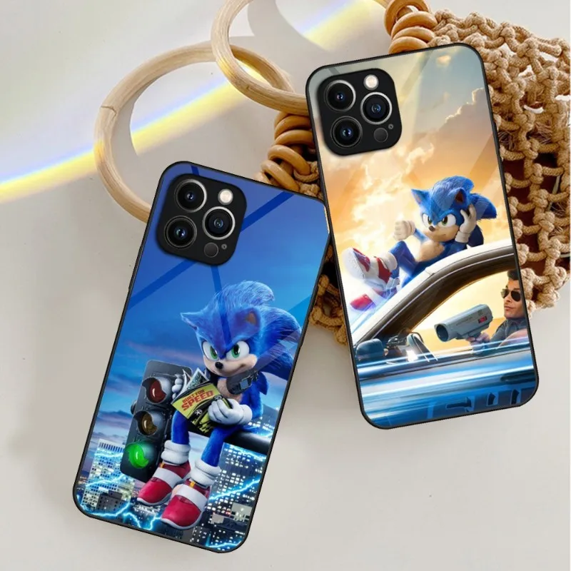 S-Sonic The H-Hedgehog Custodia In Vetro Temperato Per Iphone 15 13 14 12 11 Pro Xs Max Plus Mini X Xr 8 7 6S Se2020 Cover
