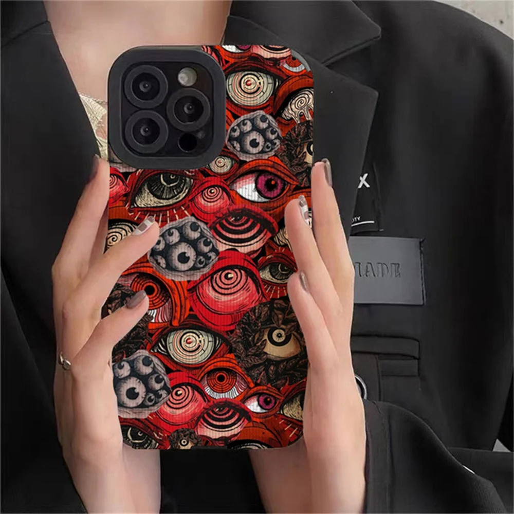 thumbnail image 1 of Fashion Spooky Scary Red Eye Silicone Case For iPhone 13 14 15 Pro Max 11 12 Mini SE 7 8 Plus X XR XS MAX Soft Shockproof Cover, 1 of 4