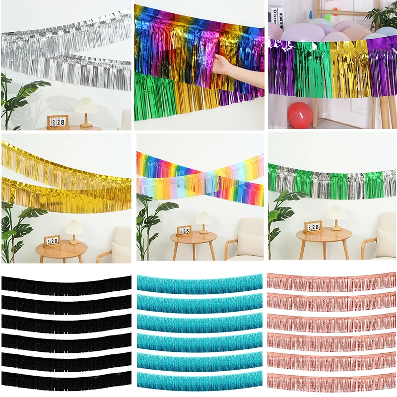 Ghirlanda Con Frange In Lamina Oro - Striscione Glitterato Metallizzato Per Decorazioni Festa, Matrimonio, Compleanno E Laurea