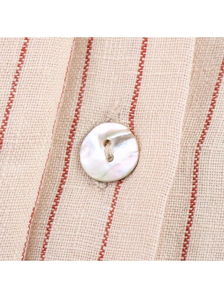 TFMLN 2025 New Women Striped Shirt Pant Suit Casual Lapel Blouse Elastic Waist Striped Trousers Set Summer Women's Clothing