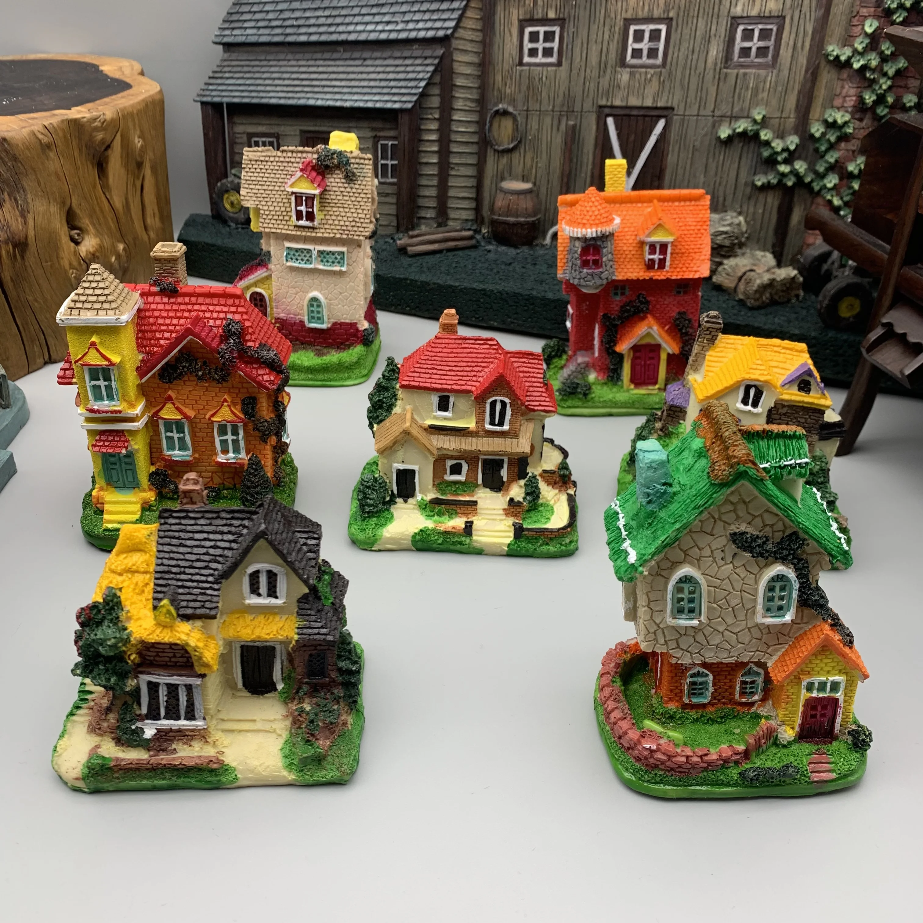 

Mini Resin Landscape Micro House Miniature Home Sand Table Gardening Decor Villa Dollhouse Decor Accessories