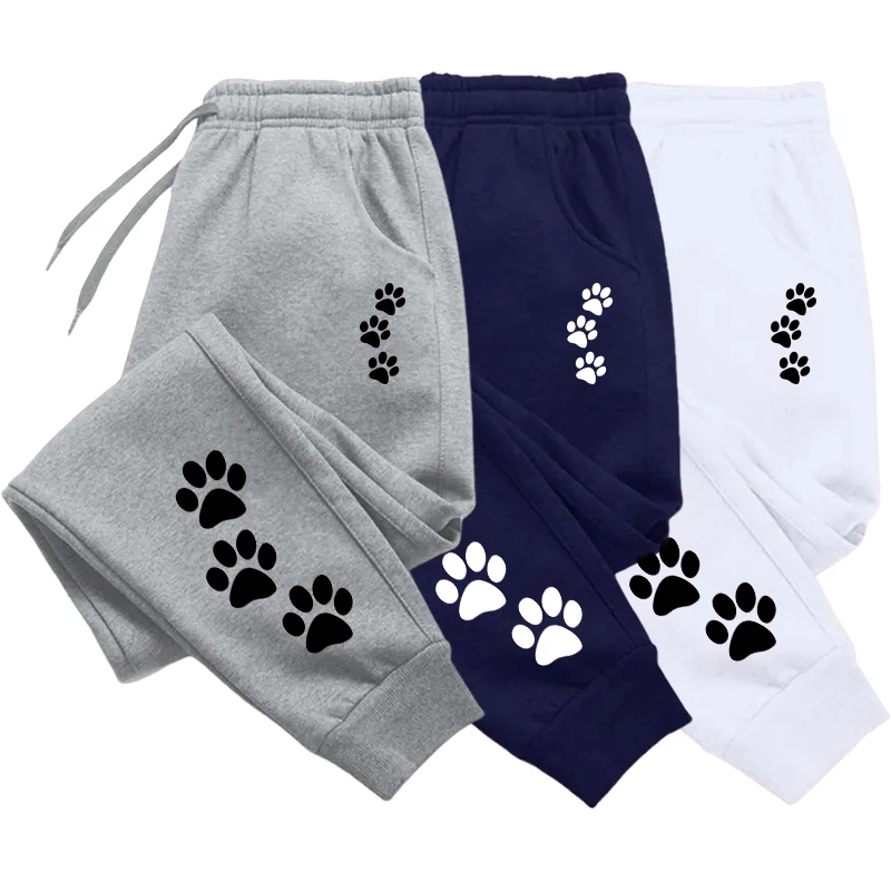 Women’s Paw Print Jogger Pants - Soft Cotton Sweatpants with Paw Graphic