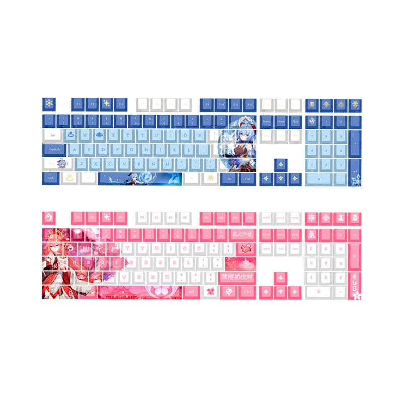 Genshin Impact-keycaps Temáticos de Personagens Ganyu Klee Cap Teclado do Jogo Perfil Cereja 129 Teclas Pbt Keycap Teclado Mecânico - Imagem 4
