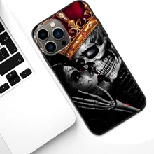 

Grim Reaper Skull Skeleton Phone Case For iPhone 13Pro Max 12 11 7 8Plus X XR XS MAX Rose Skull Floral Flower Pattern Soft Cover