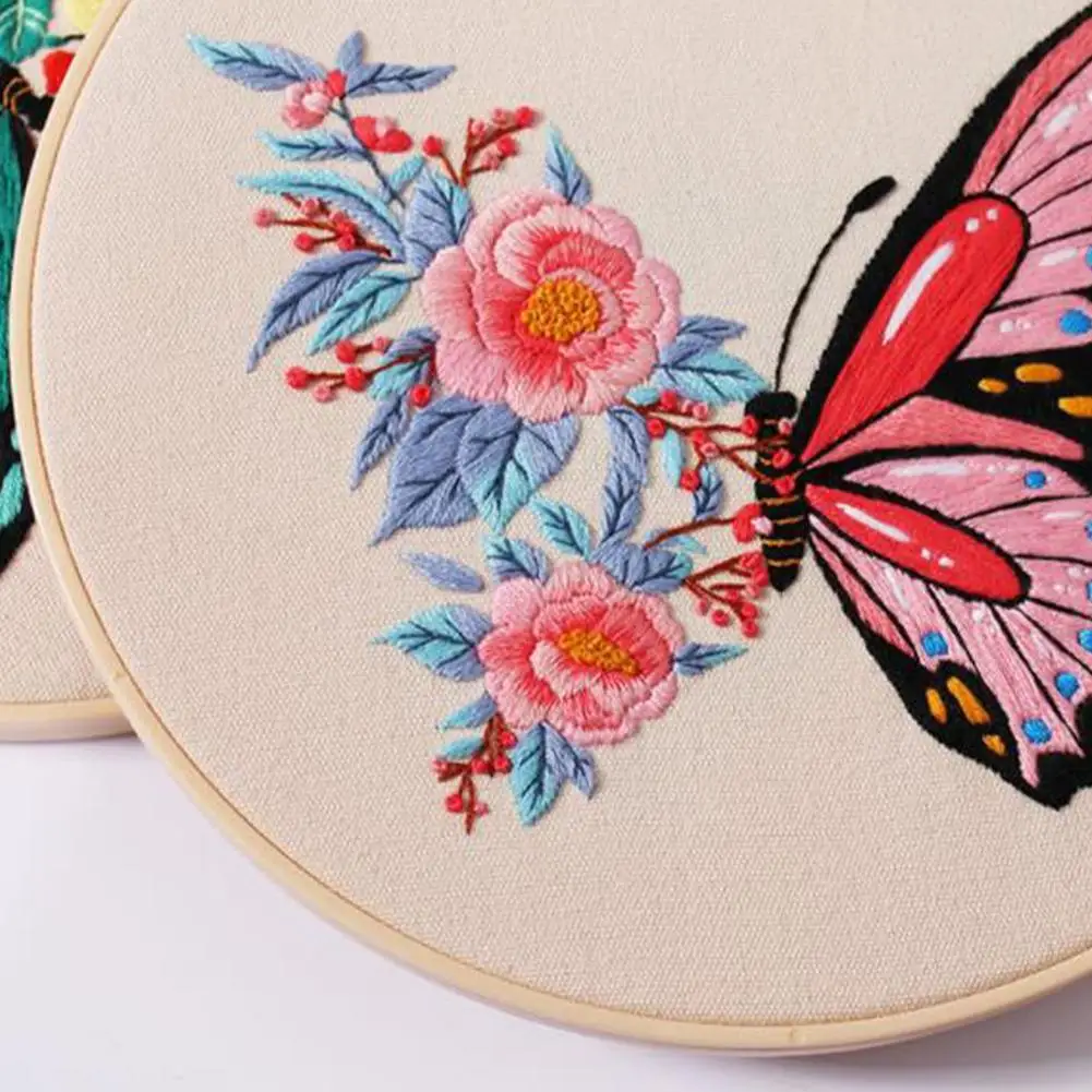 DIY-刺embroideryキット,花と蝶のモチーフ,針,トップ,クロスステッチ