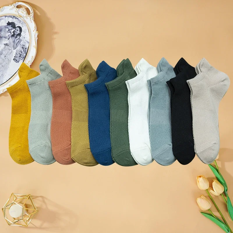 

4 Pairs Plus Size EUR 39-46 Man Cotton Short Socks Fashion Breathable Mesh Comfortable Casual Ankle Sock Pack Street Funny