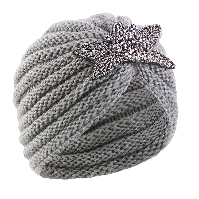 Gebreide winter turban muts dames wollen warme bonnet beanie_voghion.com