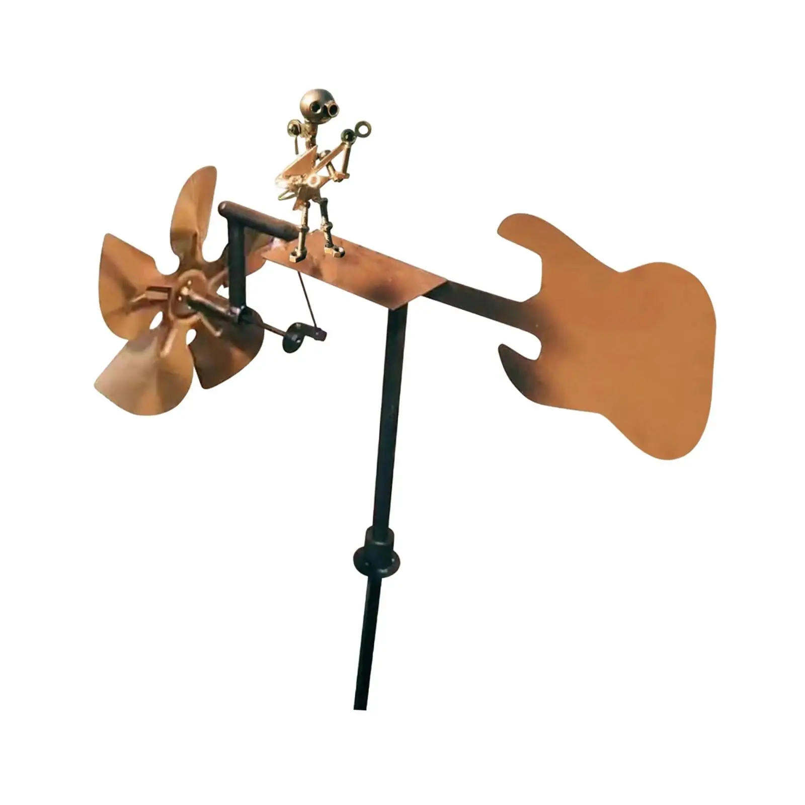 Metal Drummer Windmill Art Figurine Garden Decoration Creative Yard Art