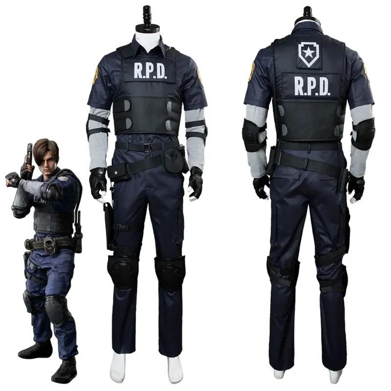 

In Stock Game Resident Village Leon Scott Kennedy Cosplay Costume Top Pants Whole Outfits Halloween Carnival Suit for Adult Men