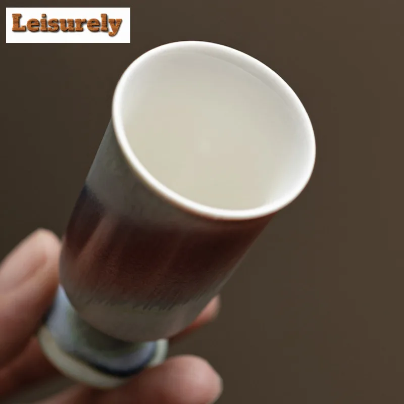 2pc/lot Aurora Kiln Change Red Teacup High Footed Tea Bowl Meditation Cup Smelling Fragrant Mug Master Cups Tea Services 30ml