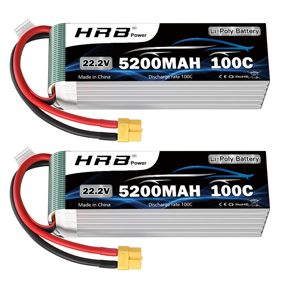 HRB 6S Lipo Battery 22.2v 5200mah RC Drone Battery 100C With XT60 Connector For Globin SAB 700 helicopter RC Airplane RC Monster