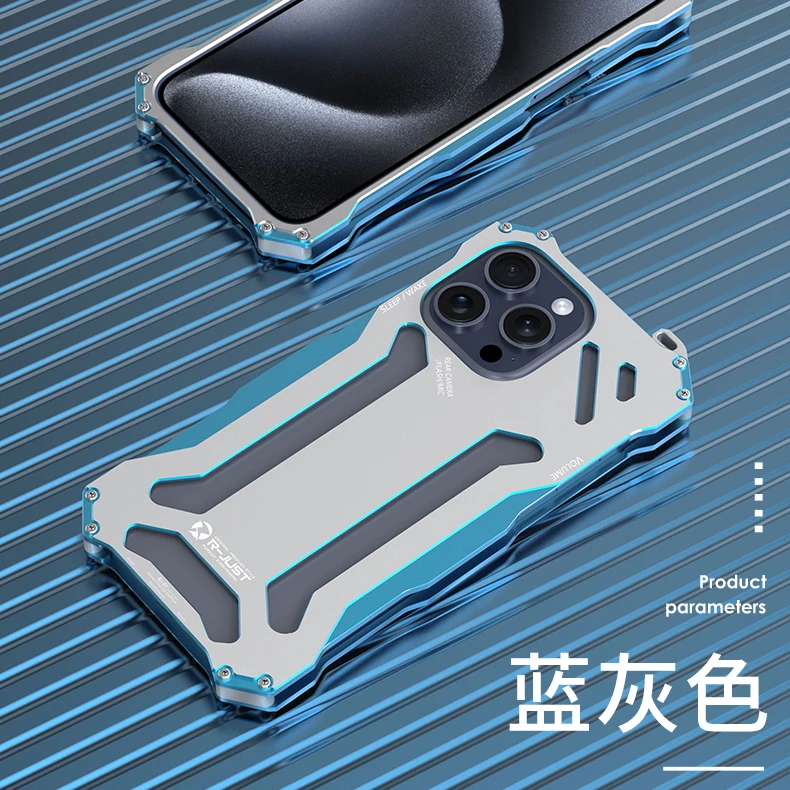 Luxury R-just Aluminum Metal Phone Case For Apple Iphone 15 14 Plus 13 12 11 Pro Max Shockproof Slim Hard Back Cover