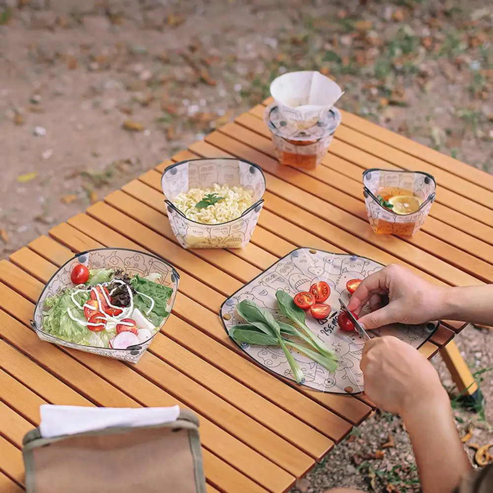 Portable Tableware Folding Outdoor Camping Bowl Portable Durable Camping Tableware Bowl Bpa Free Heat-resistant Plate Set