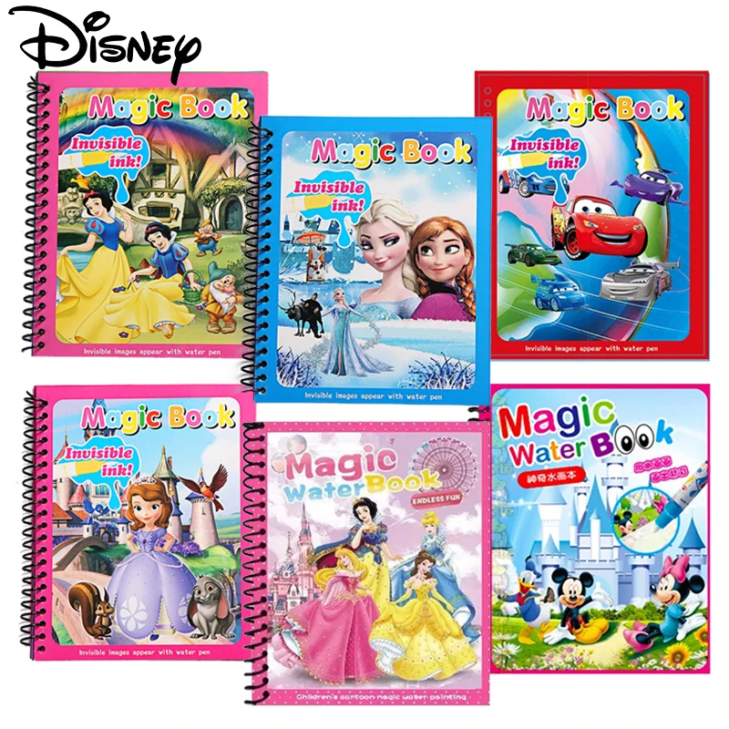 

Disney Frozen Puzzle Painting Graffiti Book Cartoon Anime Mickey Minnie Mouse Cars Sofia Princess DIY Magical Watercolor Paints