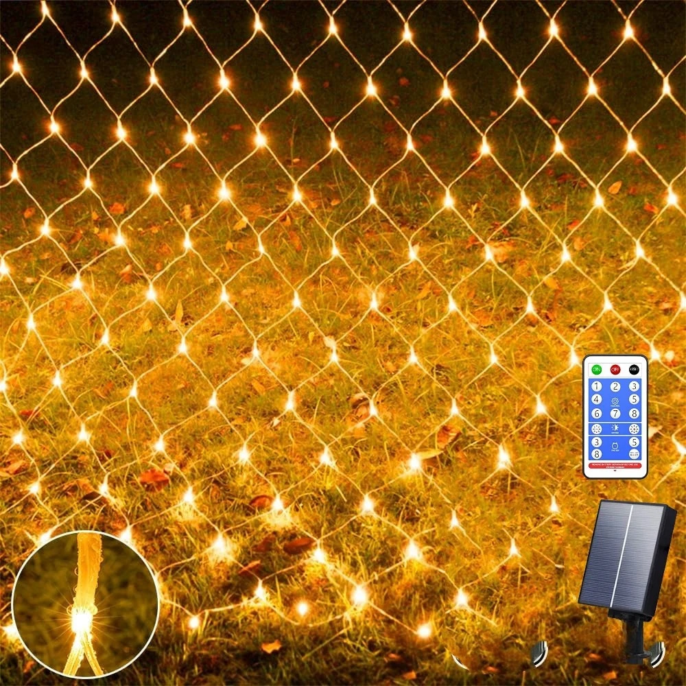 1 Pack 192LED Solar Net Lights, 9.8ft*6.6ft 8 Modes Mesh Lights, Solar Outdoor Lights, Auto On/Off With Remote Controll Waterpro nylon military tactics man belt canvas canvas outdoor mesh belt plastic buckle suitable for jeans 125cm multi color