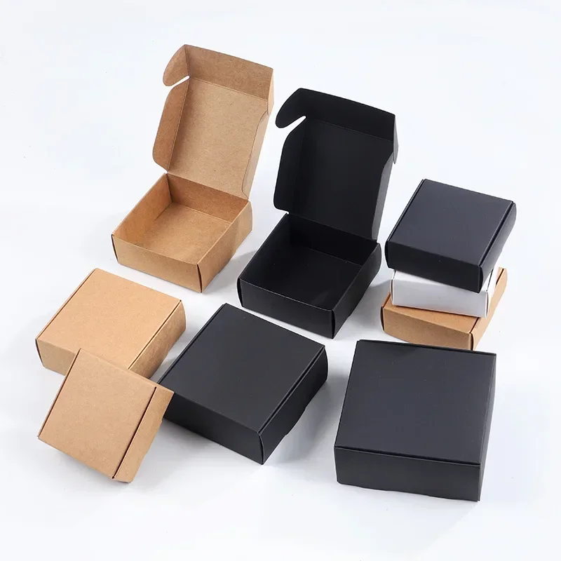 4 Boîtes Cadeau Pour Bijoux – Carrées Avec Nœud, Papier, 9x9x4 Cm (Rouge, Blanc, Bleu, Noir)