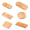 Multifunctional Plant Pot Holder Oval Bamboo Wood Plant Tray Bathroom Kitchen Shampoo Tray Round Plant Drainage Tray 1