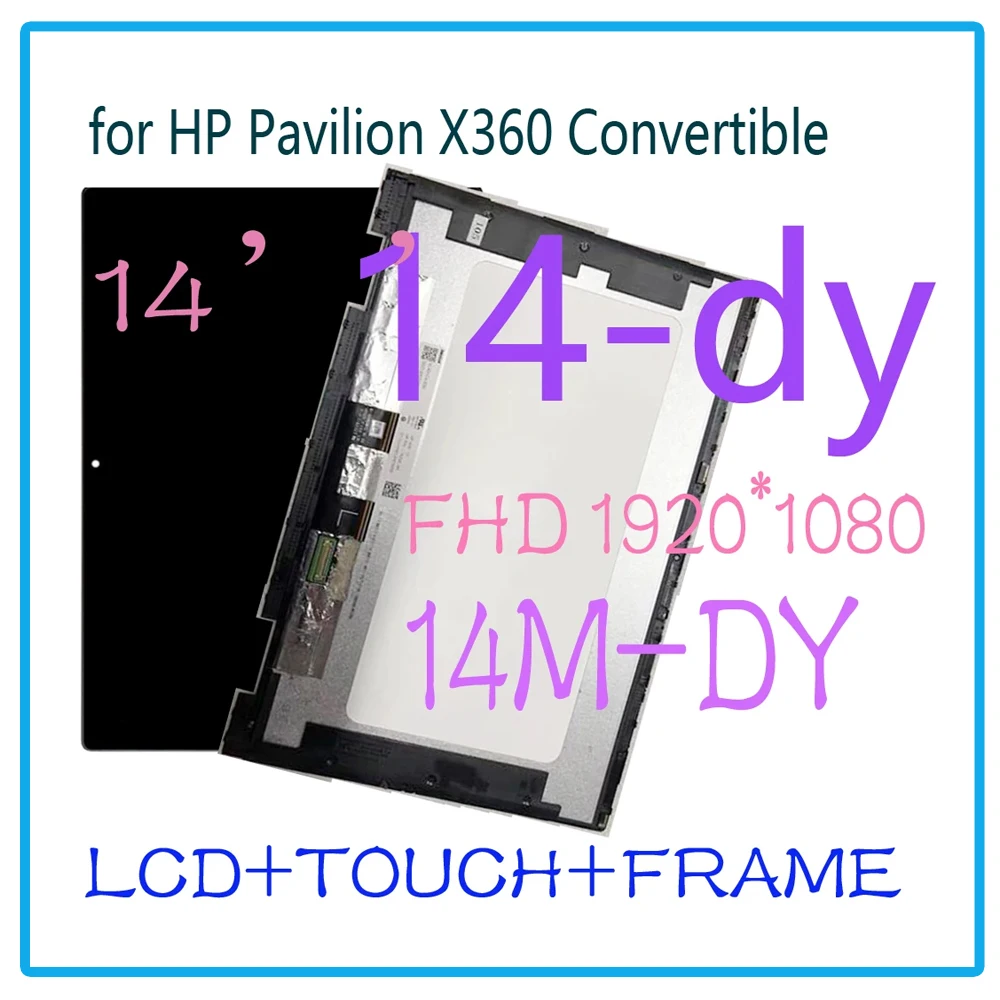 Lcd Da 14 "Per Hp Pavilion X360 Convertibile 14-Dy 14M-By Display Lcd Touch Screen Digitizer Assembly Frame 1920 X1080