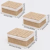 3PCS Rattan Woven Laundry Basket Cosmetic Jewelry Storage Basket Fabric Artly Handcrafted Three-Piece Set for Items 6