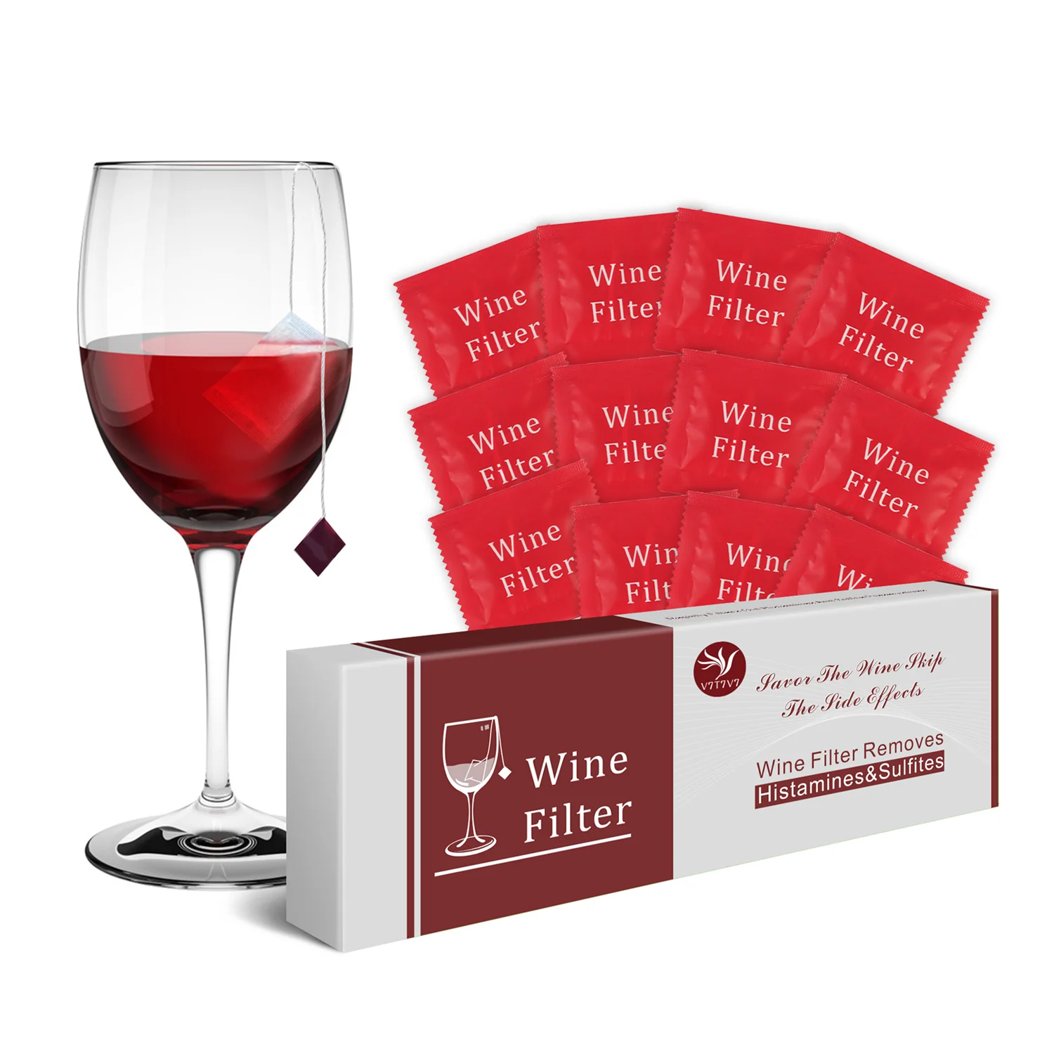 Wine Filter Wine Sulfite Filter To Remove Sulfite And Histamine Eliminate Headaches Reduce Wine Allergies(12 Pack)