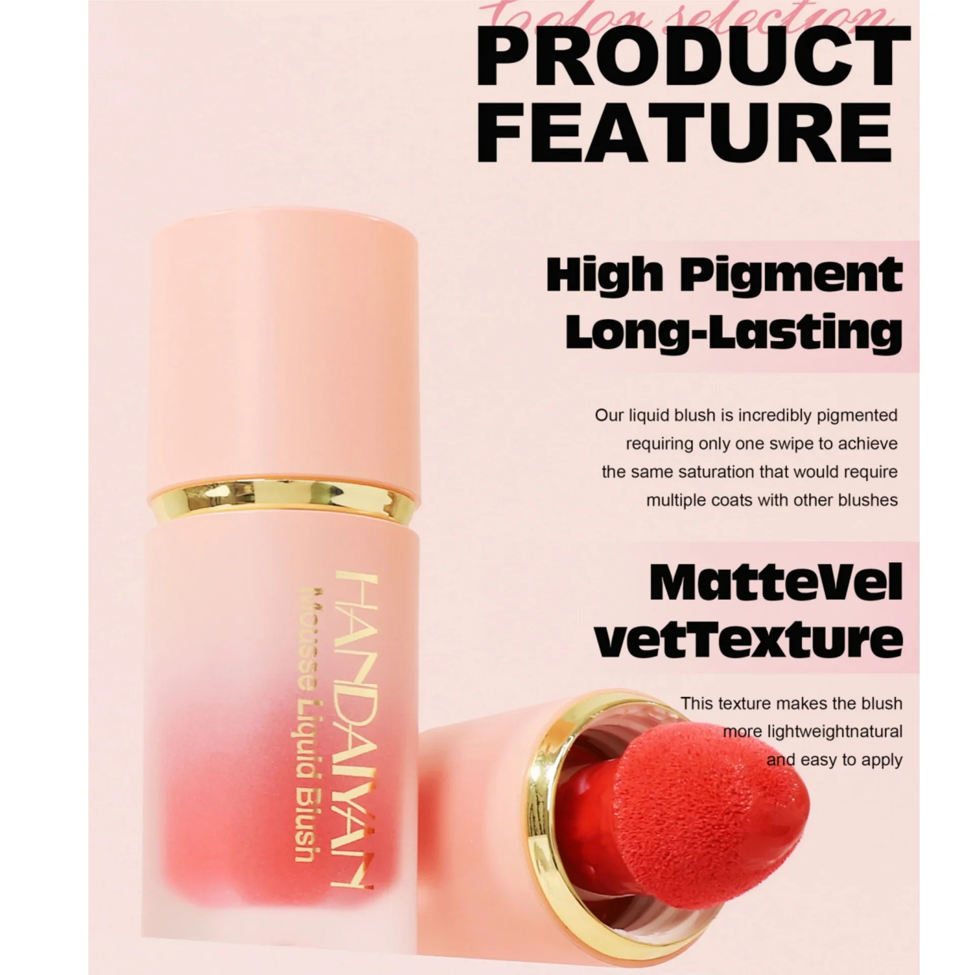 Liquid Blush Facial Matte Makeup Blusher With Sponge Brush Tip