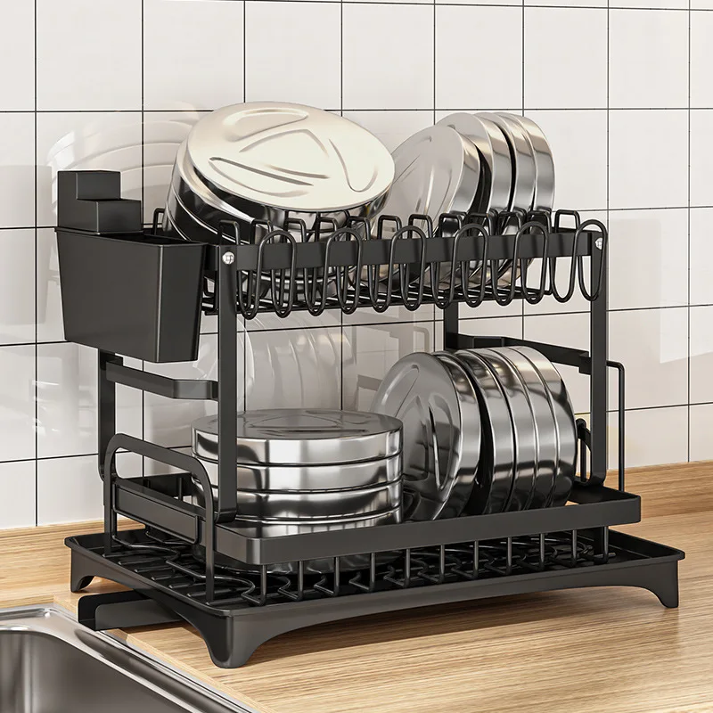 キッチンカウンター用の大きな皿乾燥ラック、道具ホルダー付きの取り外し可能な食器洗い機オーガナイザー排水ボード AliExpress