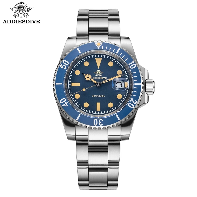 ADDIESDIVE Stainless Steel Quartz WristWatch For Men Luxury 41mm Relojes Masculino 200M Dive Watches Super Luminous Sports Watch