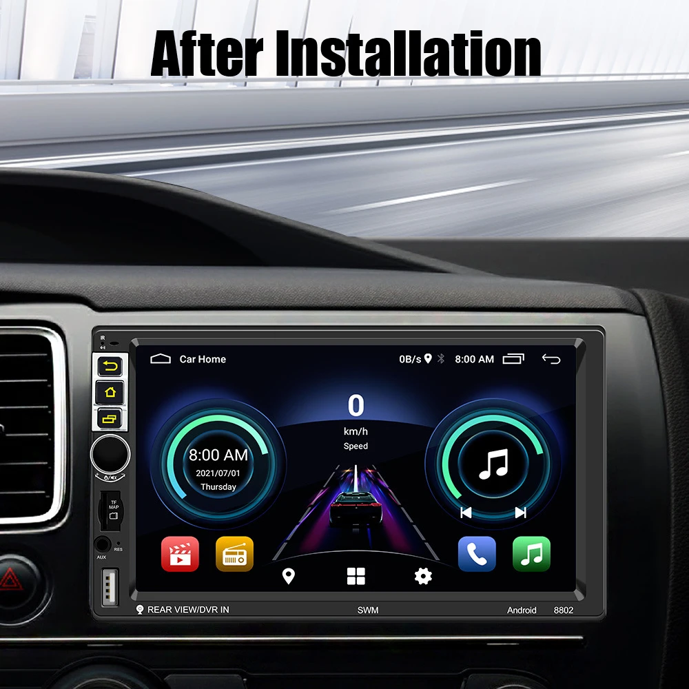 자동차 라디오 GPS 블루투스 와이파이 FM 리시버 핸즈프리 범용 TF 5 USB 2 Din 멀티미디어 플레이어, 안드로이드 10.1, MP3 MP5, 7 인치