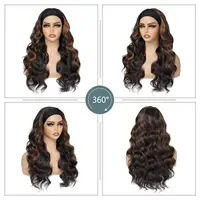 Perruque bandeau synthétique ondulée longue pour femmes, perruques noires avec reflets blonds bruns, bandeau Denisty 200%, perruque sans colle pour tous les jours 2