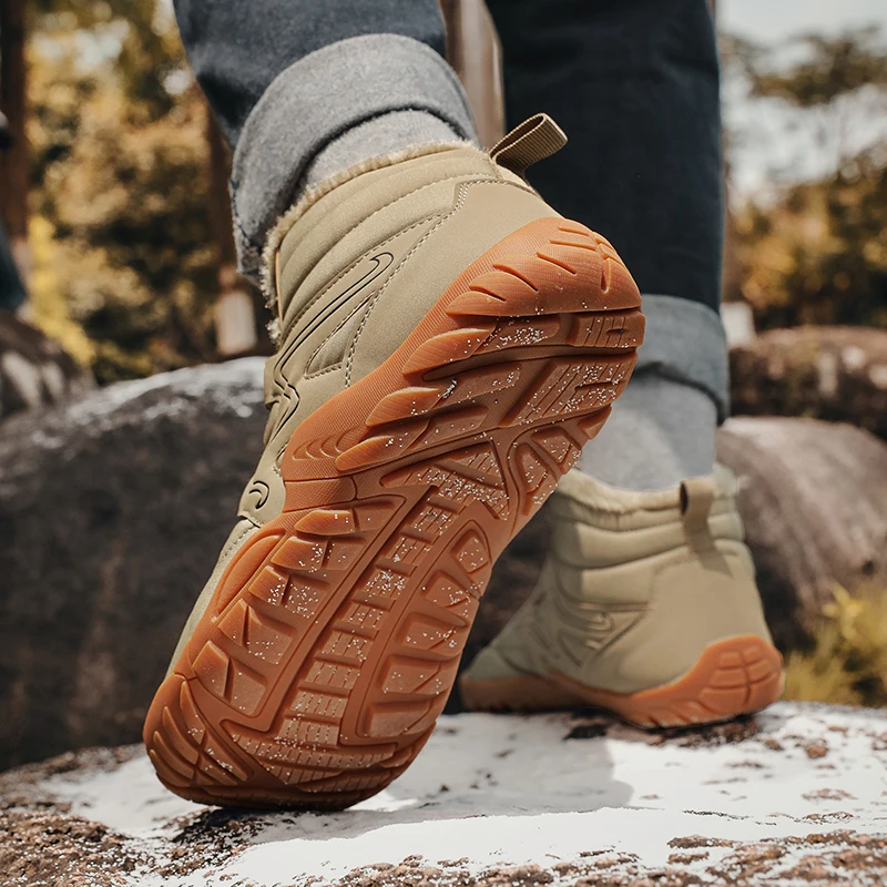 New Winter Boots For Men Snow BareFoot Outdoor Non-slip Warm Fur Casual Sneakers Plus Size Lightweight Ankle Boots Hiking Shoes