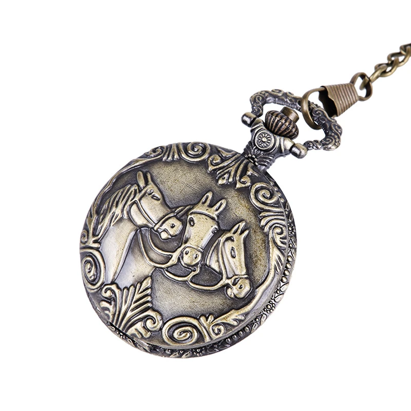 

Vintage Horse Quartz Pocket Watch Unisex Arabic Numeral Fob Chain Clock Dropshipping