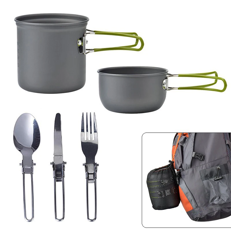 Camping Equipment Outdoor Camping Hiking Pots and Pans Set Cookware