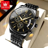 OLEVS 2867 Brand Original Stainless Steel Man Watch Chronograph Auto Date Waterproof Multifunction Luxury Quartz Watch for Men