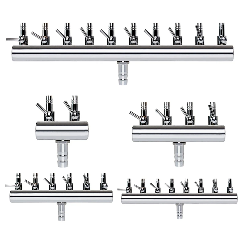 4/6/10 Ways Stainless Steel Air Flow Splitter Distributor Pump Valves For Aquarium 4