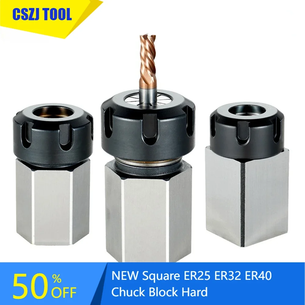 

NEW Square ER25 ER32 ER40 Chuck Block Hard Steel Hex ER Spring Chuck Seat For CNC Lathe Engraving Cutting Machine Tool holder