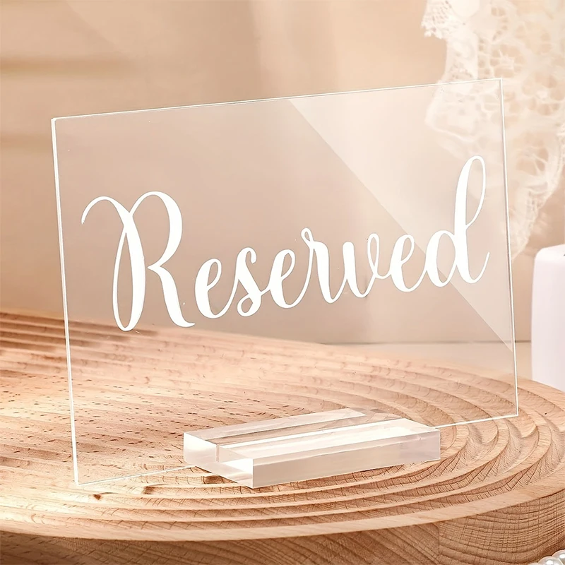 2 Sets Clear Acrylic Reserved Table Signs with Holder Perfect for Weddings Restaurants and Events Decor for Christmas and More