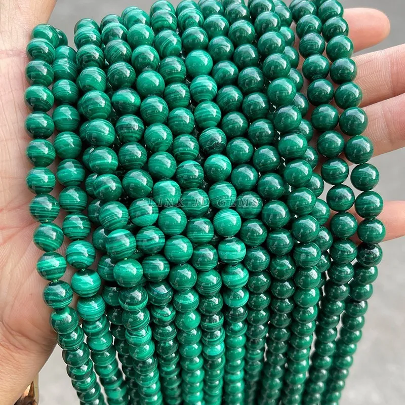Top Quality 7A Natural Green Malachite Beads Charm Round Loose Beads For Jewelry Making Needlework Bracelet Diy Accessories 3