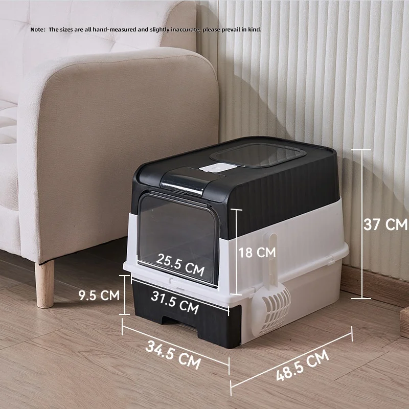 Large Foldable Cat Litter Box with Scoop - Odor Control Easy to Clean Front Entry  Top Exit