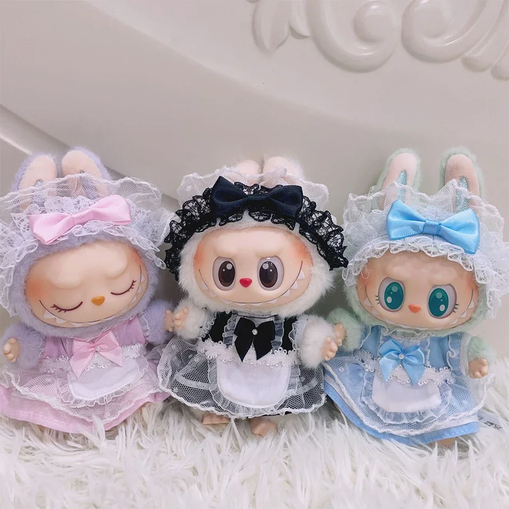 For 17cm Labubu Mini Doll Clothes Labubu Doll Outfit Accessories Tulle JK Skirt Set Love Hoodie Yarn Dress Outfit 1