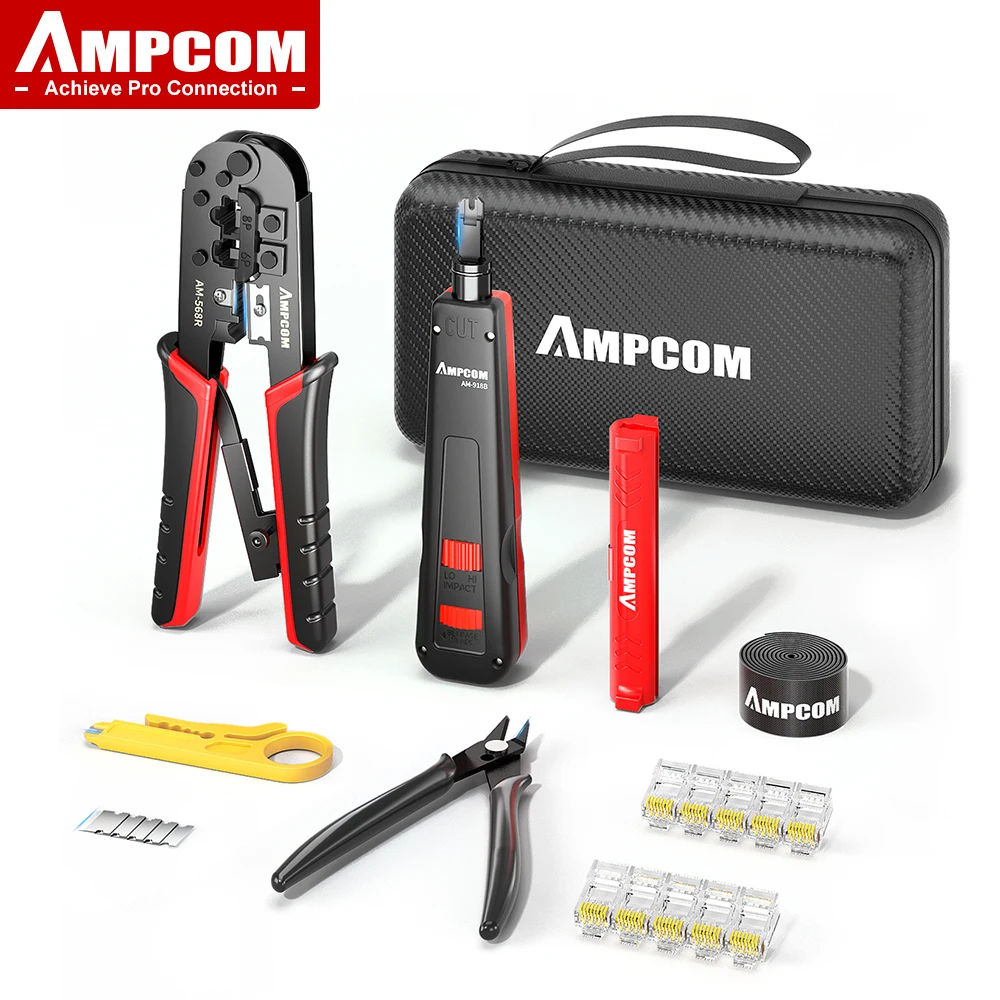 AMPCOM RJ45 압착 도구, Cat5e Cat6 용 네트워크 도구 키트, 7 i..